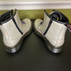 Dr Doc Martens 1460 Glitter J Boots Size 2 Big Kid Silver Metallic Combat Boots