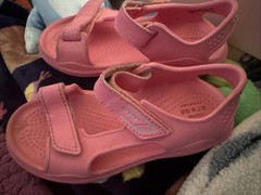 2 Crocs Kids-Pink Lemonade Swiftwater Expedition Sandals + Pink Mary Jane’s C11