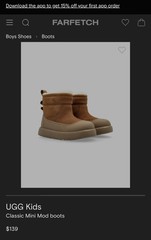 UGG Classic Mini Mod Kids Bootie Brown Suede Shearling Lined Size 11