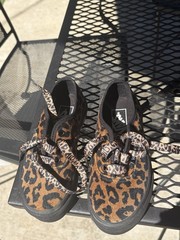 VANS Authentic Unisex Kids Leopard Animal Print Canvas Lace-Up Low Top US 10.5