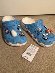 Crocs Smurfs Classic Clog Blue/White Adult Slip-On Cartoon Size M6/W8