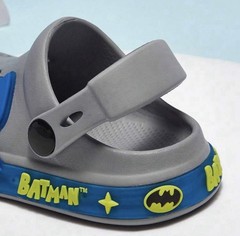 Batman Kids Gray and Bright Blue Cartoon Clog Sandals