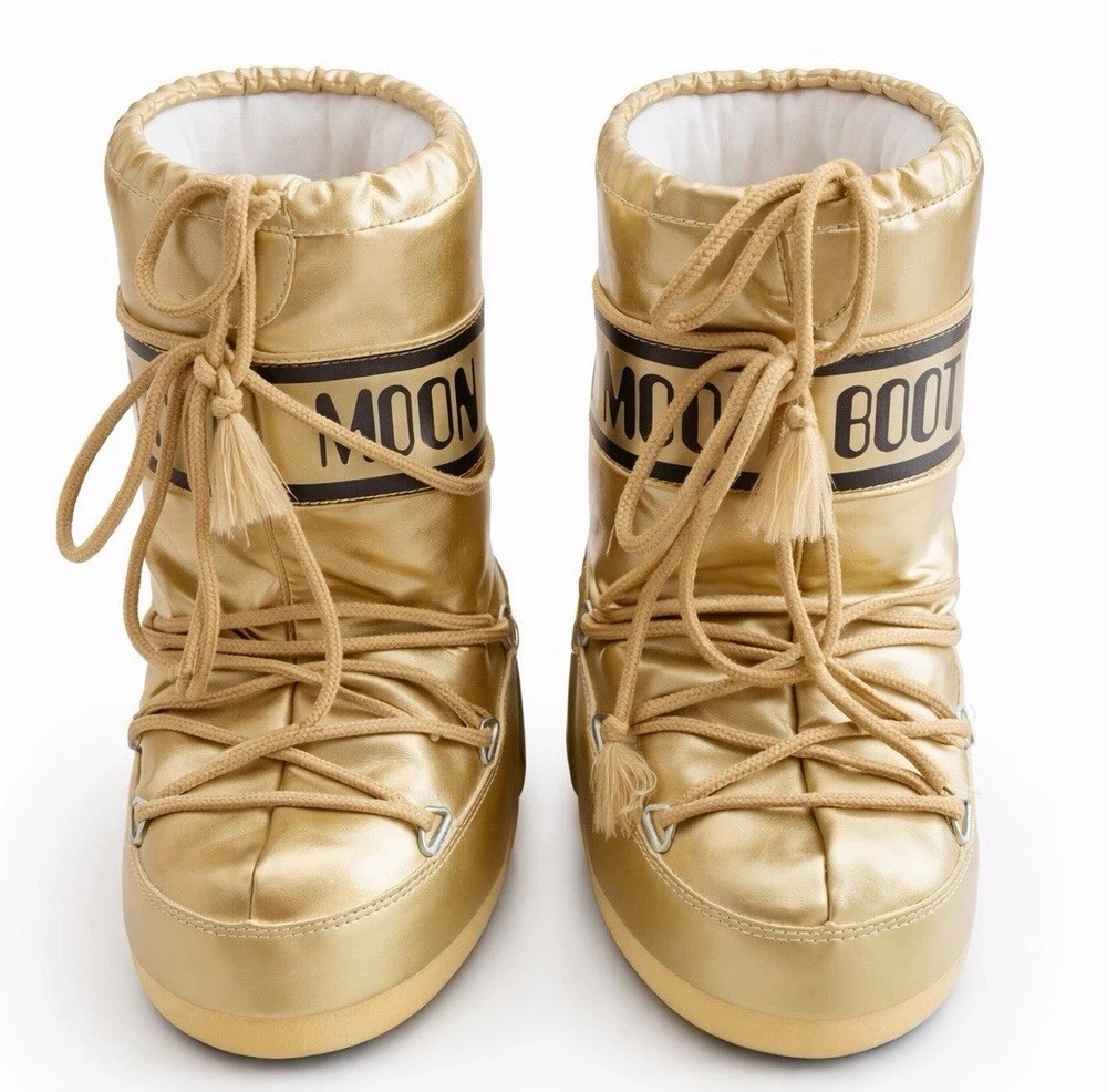MOON BOOT Gold Metallic Snow Kids EU 27-30 US 10-12 New NWT Icon Low Junior
