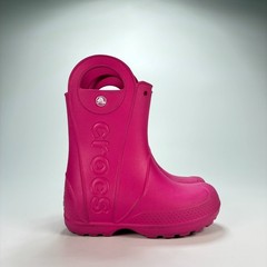 Crocs Handle It Pink Waterproof Lightweight Pull On Rain Boots 12803 Youth Sz 12