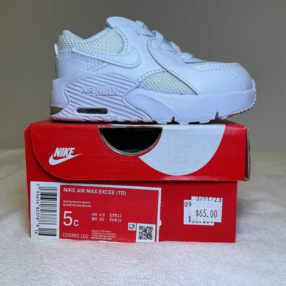 TD Nike Air Max Excee White CD6893-100 NEW in Box Kids Toddler Size 5c