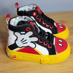 Ground Up Kids Size 5 Mickey Mouse High Top Sneakers Red White Black Disney Zip