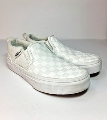 VANS Asher White Classic Checkerboard Slip On Kids Size 12Y Youth With Box EUC