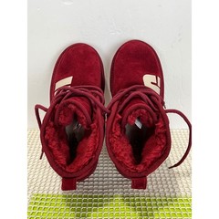 UGG Neumel Graphic Samba Lace Up Boots Kids Size 4 Red Suede 1129054K EUC