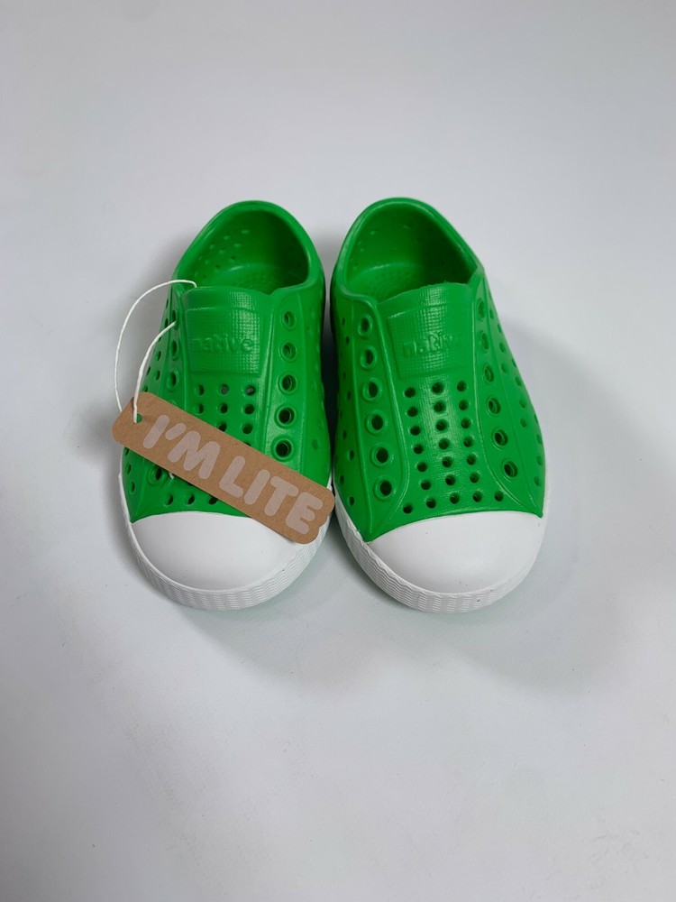 Childrens Native Grasshopper Green Shell White Jefferson Shoes NEW! NIB
