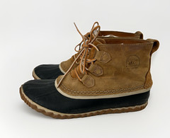 SOREL Out N About Tan Leather Rubber Lace Up Ankle Boots Youth Size 6 EU 38