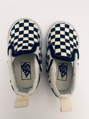 VANS Classic Checkerboard Slip On Sneakers Toddler Black & White Off The Wall