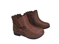 LseLom Girls Ankle Boots Kids Ankle Booties Bow Side Zipper Low Heel Sz 7