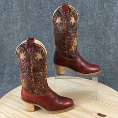 Dingo Boots Children 13.5 Narrow Western Cowboy Burgundy Pull On Mid-Calf Block