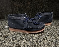 NEW Clarks Kids Wallabee Boot Older Navy Mid Chukka Combination Size 5.5
