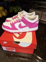 Nike Dunk Low (GS) White/Pink Low Top Leather Sneaker 5.5Y FB9109-102