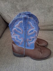 Kids Roper Cowboy Boots Size 12 Little Kids Faux Leather Brown Navy Light Up