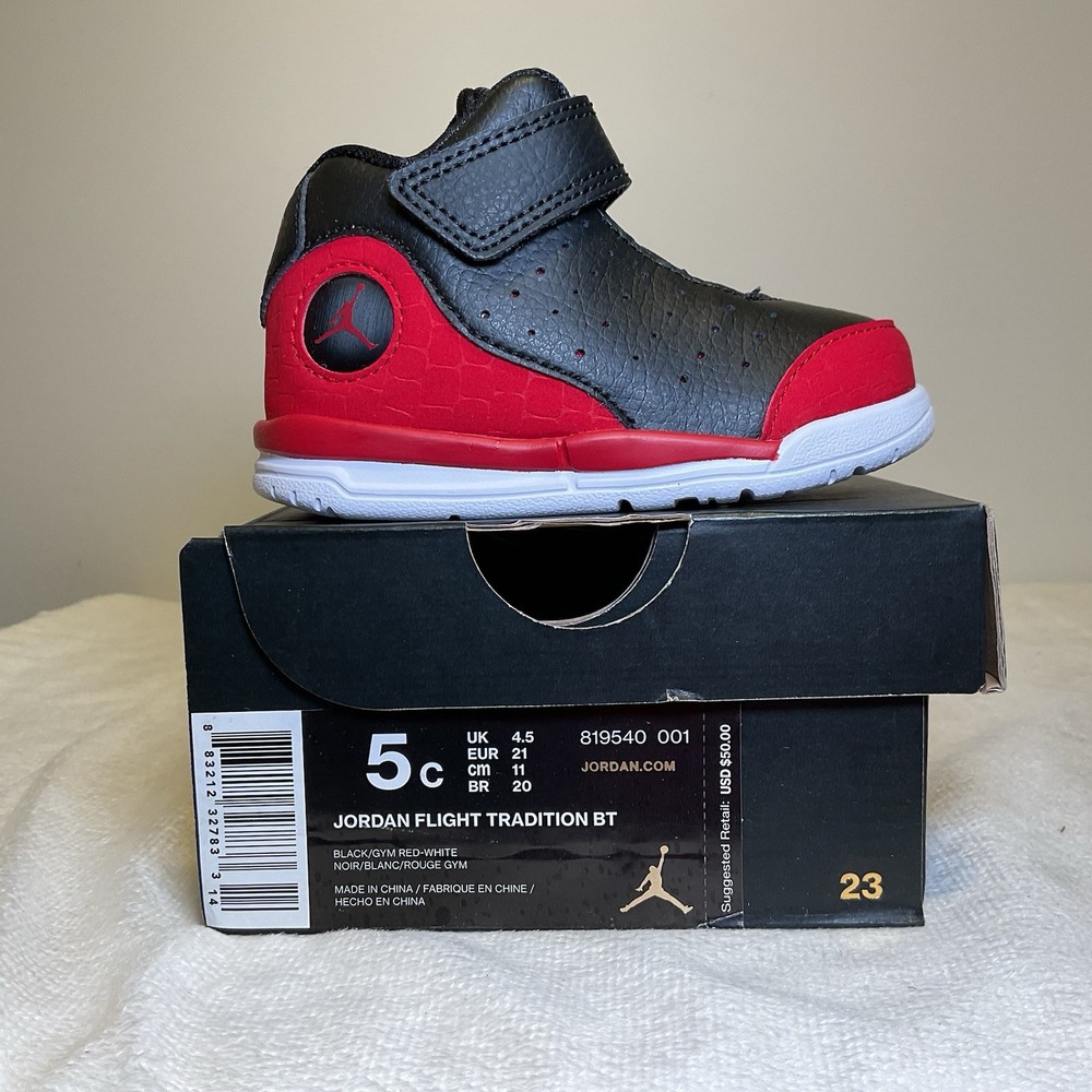 TD Nike Jordan Flight Tradition 819540-001 Black Gym Red NEW Toddler Size 5c