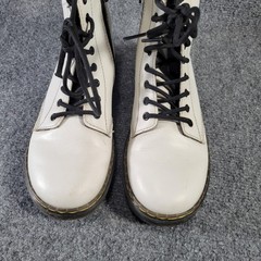 Dr. Martens Zavala J Boots Unisex Kids Size 3 White Leather Combat Zip Ankle