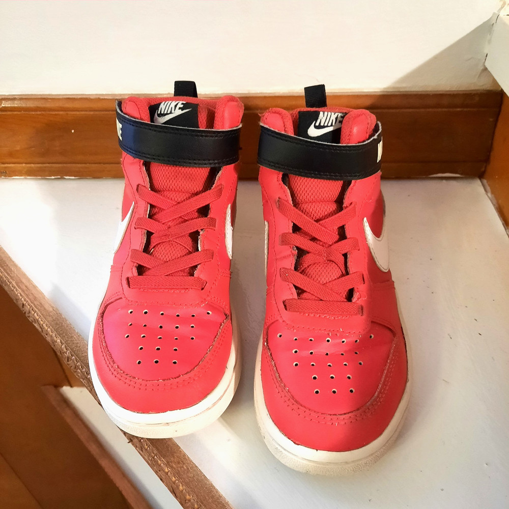 Nike Court Borough Mid 2 Red White Black CD7783-600 Kids Size 12C-VGUC