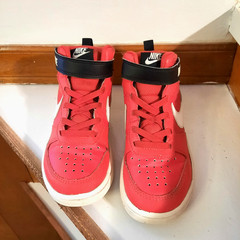Nike Court Borough Mid 2 Red White Black CD7783-600 Kids Size 12C-VGUC
