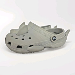 Crocs Classic Gray Shark Clogs/Sandals J6 Big Kid 6 Women’s 7 Casual Summer