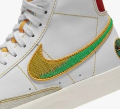 Nike Blazer Mid GS Mid-Top Leather Sneakers White/Green/Yellow/Orange 6Y