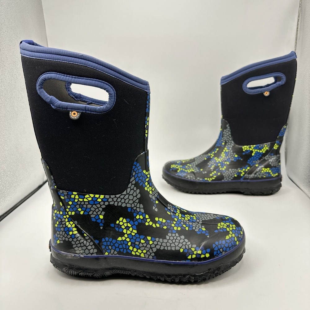 Bogs Classic Axel Kids Boot Size 6 Blue Black Waterproof Neoprene Rubber