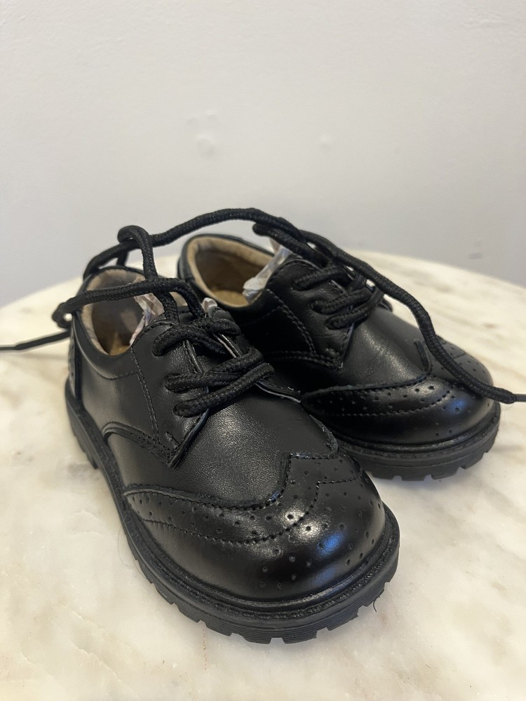Black PU Leather Shoe with Lace