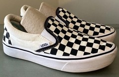 VANS Sz 3.5 Youth Comfy Cush Black & White Checkered Low Canvas Shoes