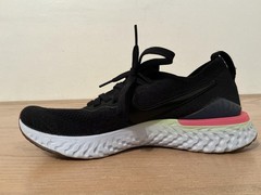 Nike Epic React Flyknit Shoes Youth Size 7Y Black White Pink Running Sneakers