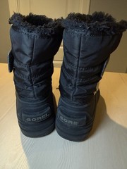 Sorel Snow Commander Black Snow Boots Hook & Loop Lined Youth 12 EU 29