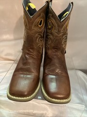 DAN POST Cowboy Buckaroo Square Toe Boots Size Youth 3.5 D Brown Leather Western