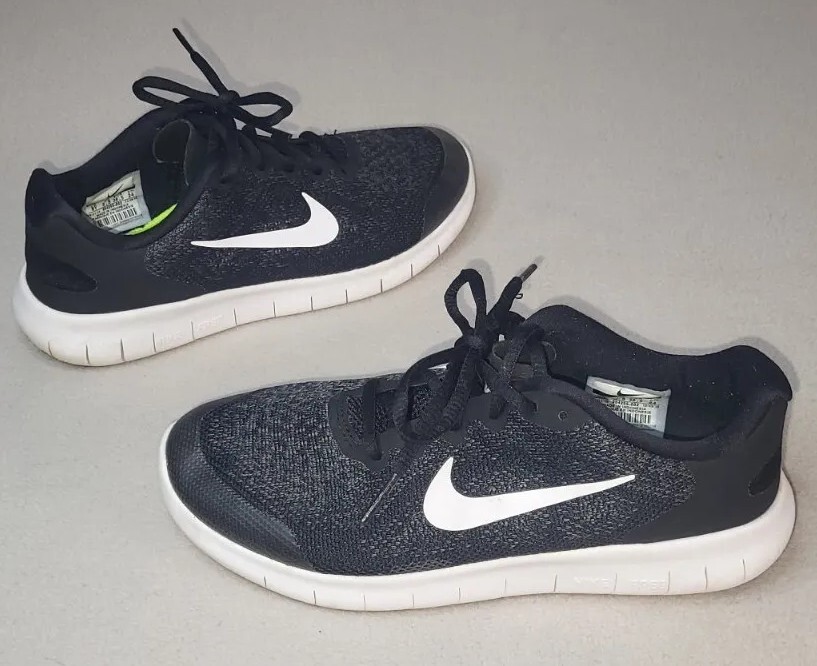 Nike Free Rn 2017 Youth Size 6Y Black White Athletic Comfort Walking Sneakers