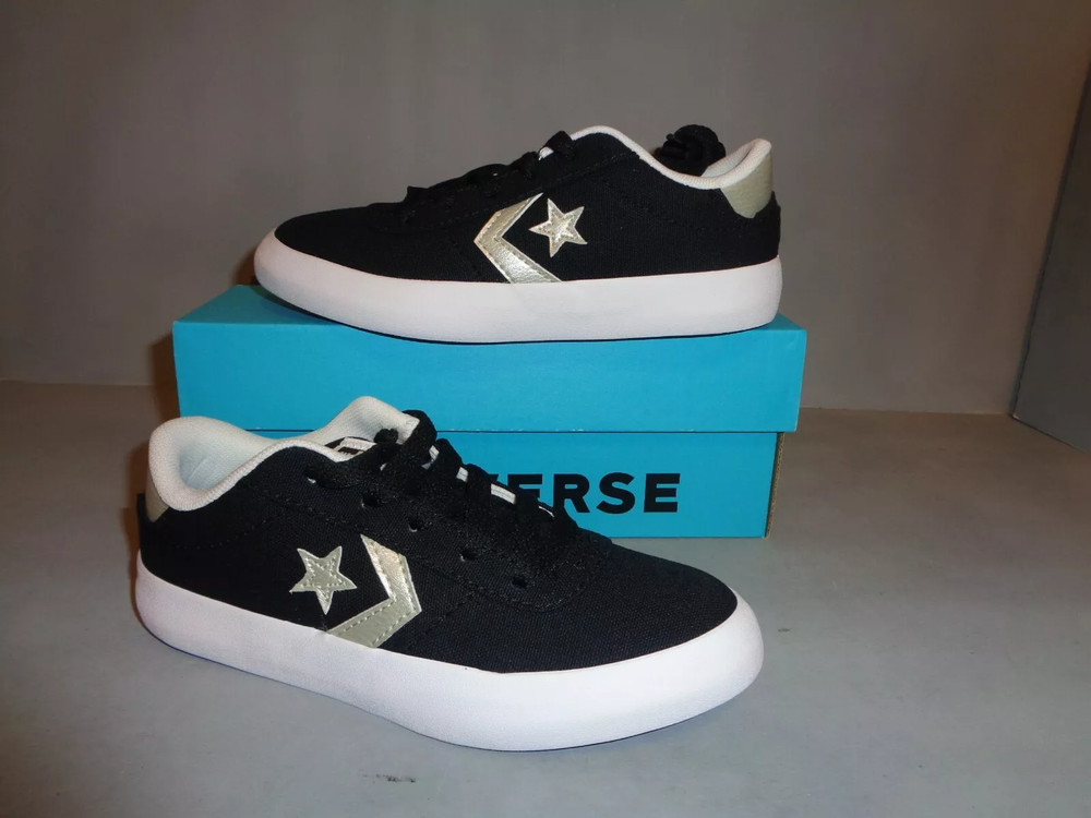 Converse Unisex Point Star Ox Canvas Lace-Up Shoes Black Sizes NIB New Gold star
