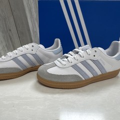adidas Samba OG C White/Light Blue/Gum Unisex Kids US 12K JQ2025 Sneakers
