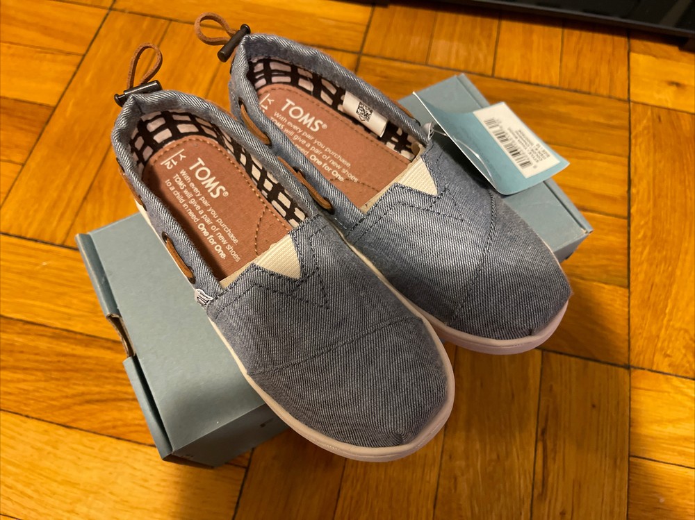 Toms Youth 12 Boys Girls Canvas Chambray Bimini Shoes New In Box With Tag