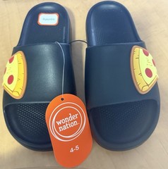 Wonder Nation Kids Squishy Pillow Slides. Size 4-5, Cheesy Pizza Themed.