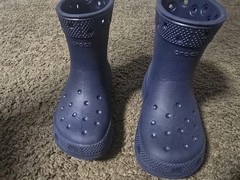 Crocs Unisex Kids Rain Boots Navy Pull-On Rubber Ankle Logo US Size 12