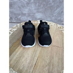Nike Kids Black Gold Logo Athletic Shoes Size 5C Toddler Sneakers Hook Loop