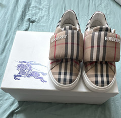 Burberry Nova Check Kids Hook & Loop Low Top Canvas Sneakers US 13 EU 32
