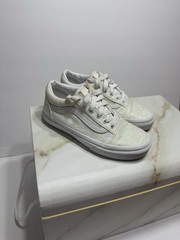 Vans White Glitter Old Skool Off The Wall Skater Shoes Sneakers Girl’s Sz 1.5