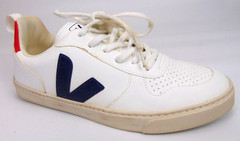 Veja V-10 Leather Sneaker Casual Shoes Youth Kids Size 6.5 White Leather