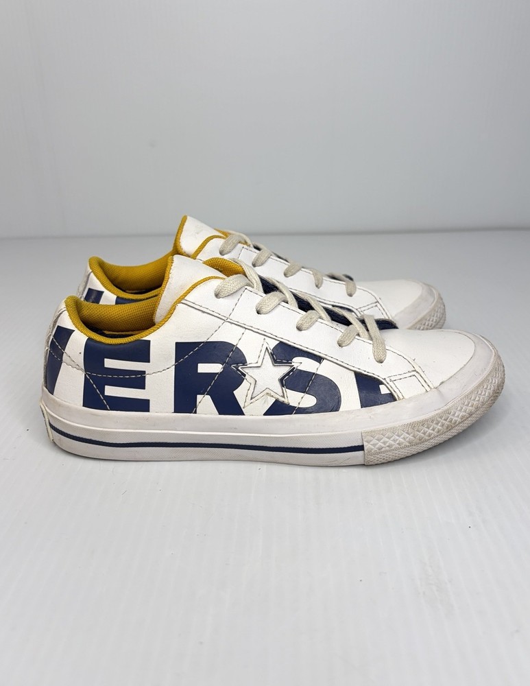 Converse One Star OX 3 / 3Y Youth White/Navy/Yellow Low Top Shoes Sneakers