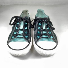 Converse All Star Junior Double Tongue Sneakers Sz 4 Junior Black Aqua Hot Pink