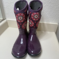 Bogs Waterproof Boots Youth Size 5 Purple Winter Snow Rain Rubber Gently Used