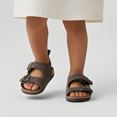 Bearpaw Toddler Sandals Size 7 Taupe Double Strap Minimalist