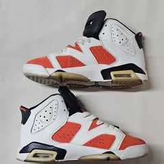 Jordan Air Jordan 6 Retro GS High Top Leather Sneakers Orange/White 4.5Y