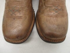 Roper Kids Brown Leather Arrow Feather Cowboy Boots Size 9 Leather Sole