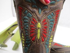 Corral Teens A1030 Western Brown Leather MultiColor Snip Toe Boots Teen Sz 4.5 T