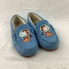 Lands End Slipper Youth Sz 5M Blue Peanuts Snoopy Woodstock Fur Glow In The Dark